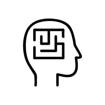 Puzzle in head icon vector outline illustration イラスト素材