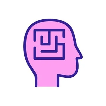 Puzzle in head icon vector outline illustration イラスト素材