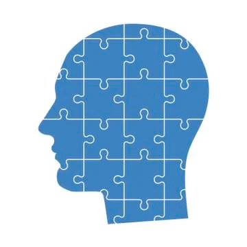 Puzzle of a head seen from the side. Separate pieces. Vector illustration. Stock Illustration