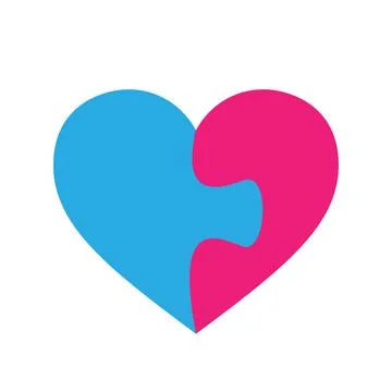 Puzzle heart shape consisting of two puzzle pieces. Stock Illustration