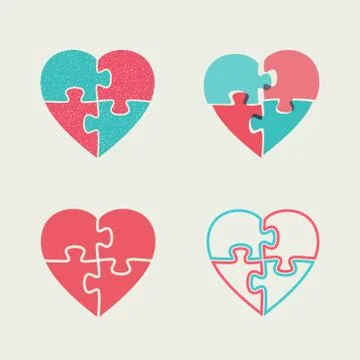 Puzzle hearts Stock Illustration