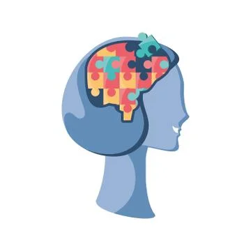 Puzzle in human head on white background イラスト素材