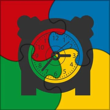 Puzzle icon alarm clock Stock Illustration