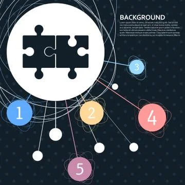 Puzzle icon with the background to the point and  infographic style. Vector Stock Illustration