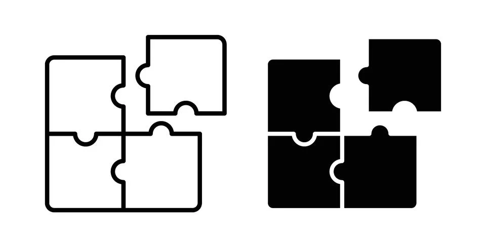 Puzzle icon black vector isolated on white Stock Illustration