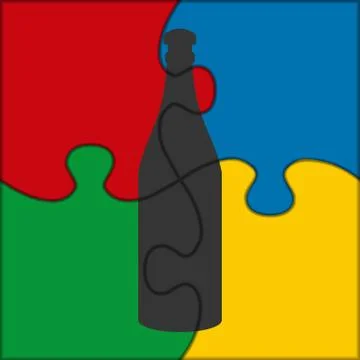 Puzzle icon bottle Stock Illustration