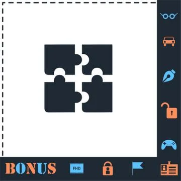 Puzzle icon flat Stock Illustration