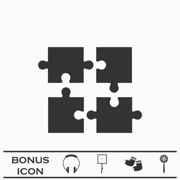 Puzzle icon flat Illustrazione stock