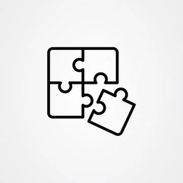 Puzzle icon flat vector design in outline style Stock Illustration