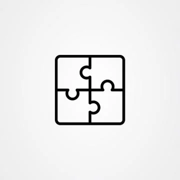 Puzzle icon flat vector design in outline style Illustrazione stock