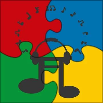 Puzzle icon music notes Stock Illustration