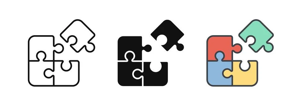 Puzzle icon. Puzzle pieces vector illustration. Attached jigsaw symbol. Toy.. Stock Illustration