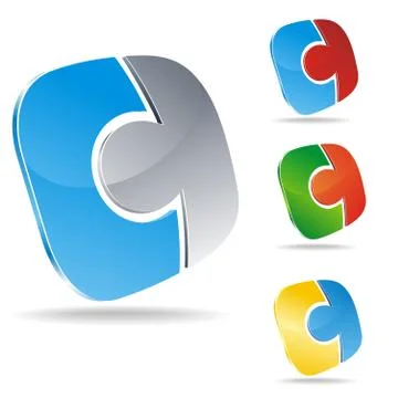 Puzzle icon set Stock Illustration