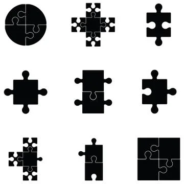 Puzzle icon set Stock Illustration