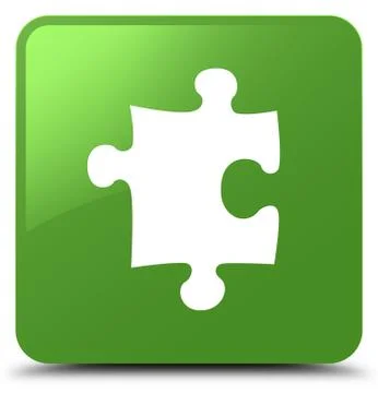 Puzzle icon soft green square button Stock Illustration