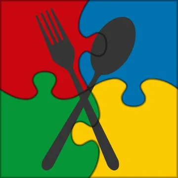 Puzzle icon spoon and fork イラスト素材