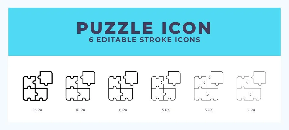 Puzzle icon in thin line. Bold line. Regular line. Editable stroke. Stock Illustration