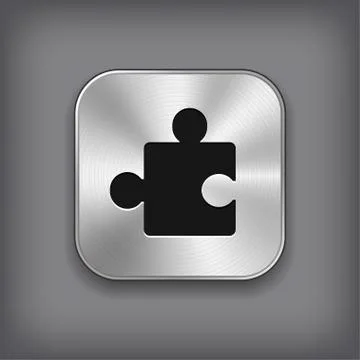 Puzzle icon - vector metal app button Stock Illustration
