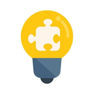 Puzzle idea bulb icon flat vector. Business solution Stock Illustration