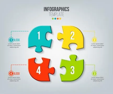 Puzzle infographics template. Vector illustration for your presentations. Stock Illustration