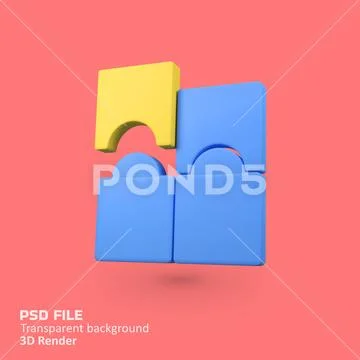 Puzzle isolated 3d render icon illustration PSD Template