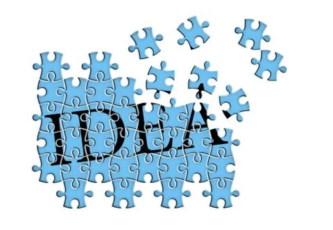 Puzzle isolated on white background "idea" Stock Photos