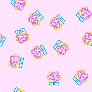 Puzzle jigsaw hand vector seamless pattern Stock Illustration