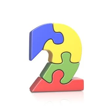 Puzzle jigsaw number TWO 2 3D Stock Illustration