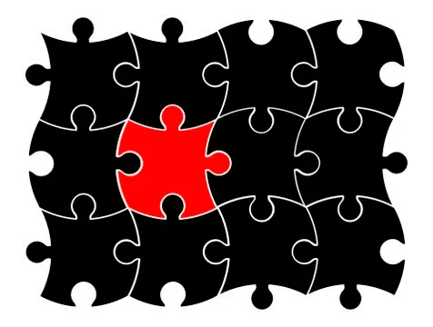 Puzzle jigsaw one different concept vector symbol icon design. Stock Illustration