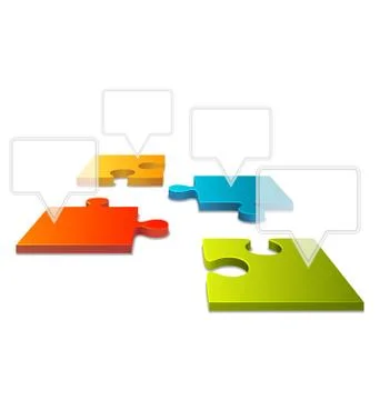 Puzzle Jigsaw Perspective Infographic Element Isolated on White Stock Illustration