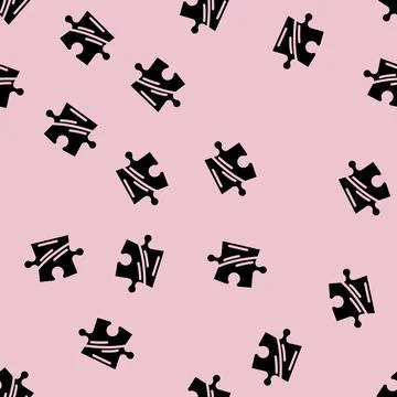 Puzzle jigsaw piece glyph vector seamless pattern Stock Illustration