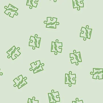 Puzzle jigsaw piece line vector seamless pattern Stock Illustration