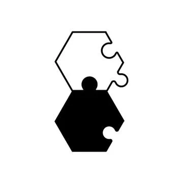 Puzzle jigsaw solution monochrome Illustrazione stock