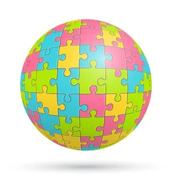 Puzzle Jigsaw Sphere Isolated on White Stock Illustration