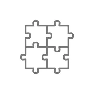 Puzzle, jigsaw, square, integrity, problem solving line icon. Stock Illustration