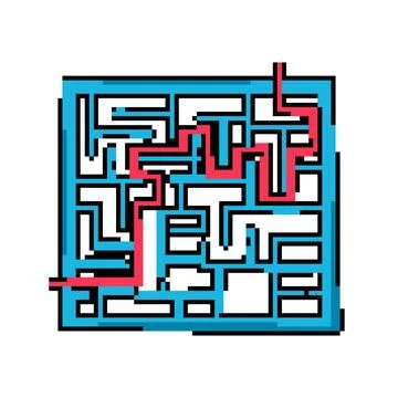 Puzzle labyrinth game maze pixel art vector illustration 스톡 일러스트