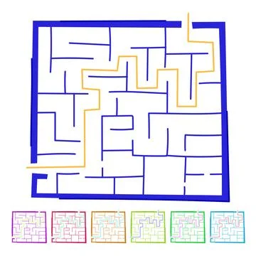 Puzzle labyrinth game maze vector cartoon graphic Stock Illustration