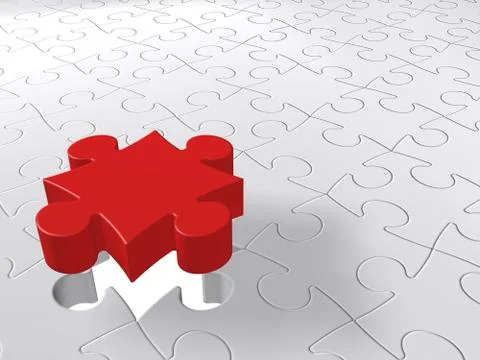 Puzzle Last Piece Coming Down, Jigsaw Concept, White Background Stock Illustration