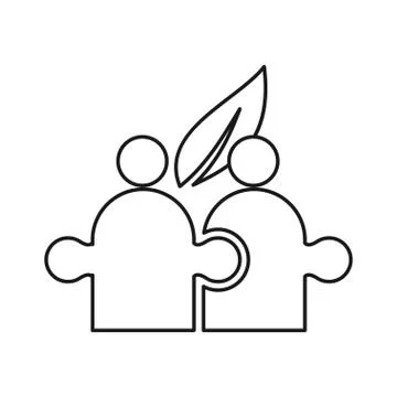 Puzzle Leaf Commitment Teamwork Together Outline Logo Stock Illustration