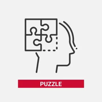 Puzzle - line design single isolated icon Stock Illustration
