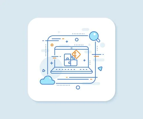 Puzzle line icon. Engineering strategy sign. Vector Illustrazione stock