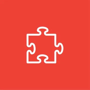 Puzzle Line Icon On Red Background. Red Flat Style Vector Illustration Stock Illustration