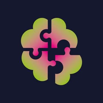 Puzzle logo icon vector illustration design template Illustrazione stock