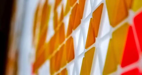Puzzle made of colored glass Puzzle made of colored glass with triangular ... 写真素材