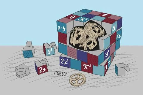 Puzzle with mechanism Stock Illustration