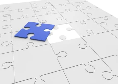 Puzzle with one blue fallen Puzzles Stock Illustration