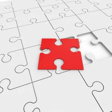 Puzzle with one red fallen Puzzles Stock Illustration