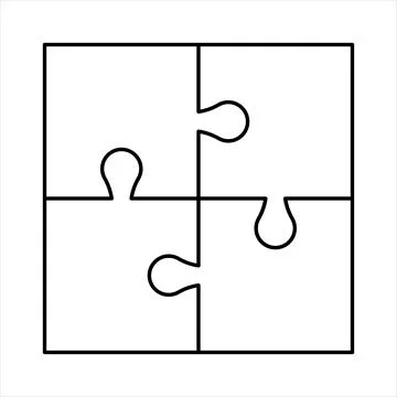 Puzzle outline, jigsaw game template, puzzle blank Stock Illustration