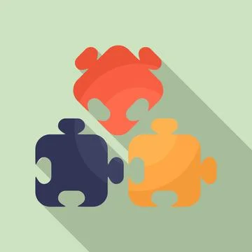 Puzzle part icon, flat style 库存插图