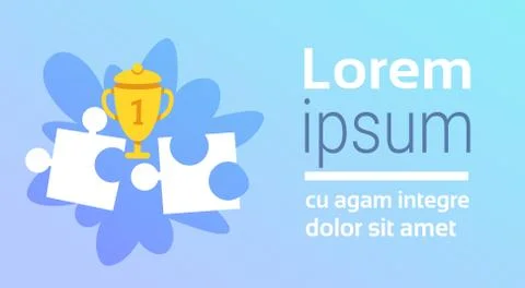 Puzzle parts successful problem solution winner champion strategy concept golden Illustrazione stock